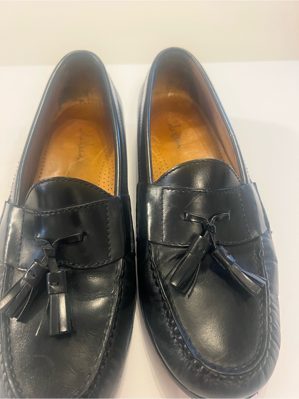 Cole Haan Black Leather Tassel Penny Loafers